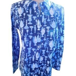 Talbots Size 6 Vases Print Button Down Long Sleeve Non Iron Shirt NWT